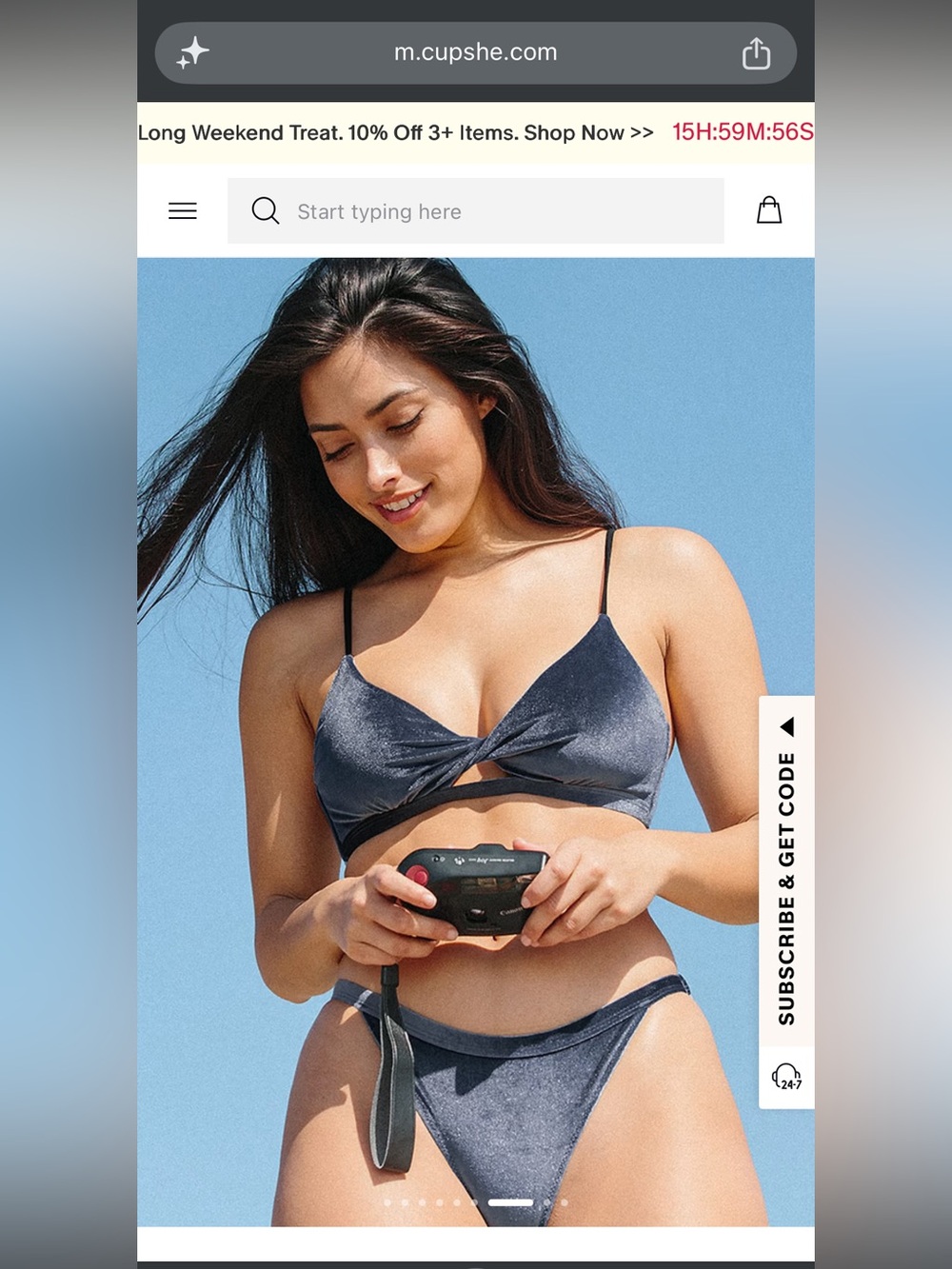 Cupshe Blue Gray Velvet Bikini Set